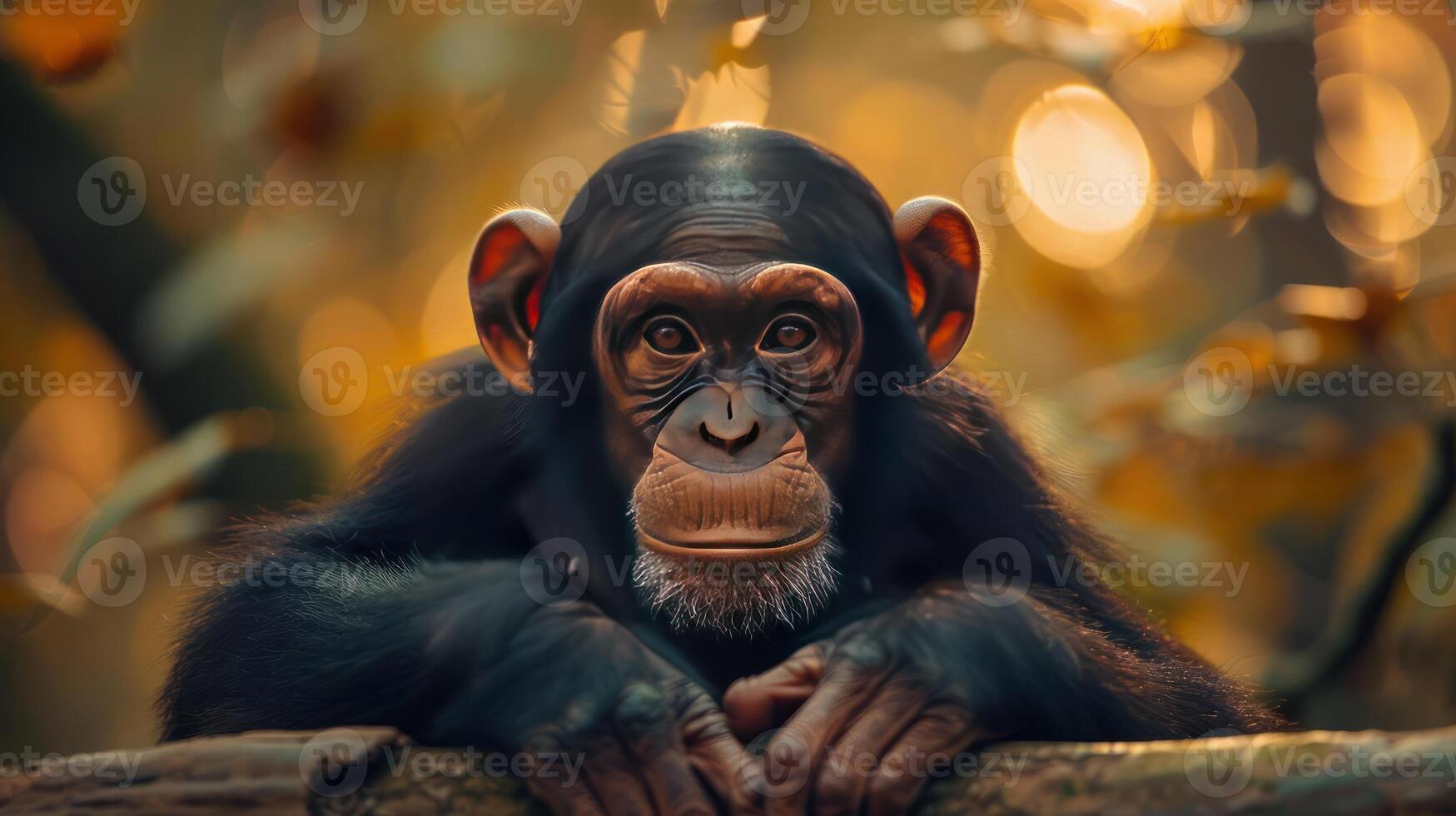a close up of a monkey on a tree branch photo