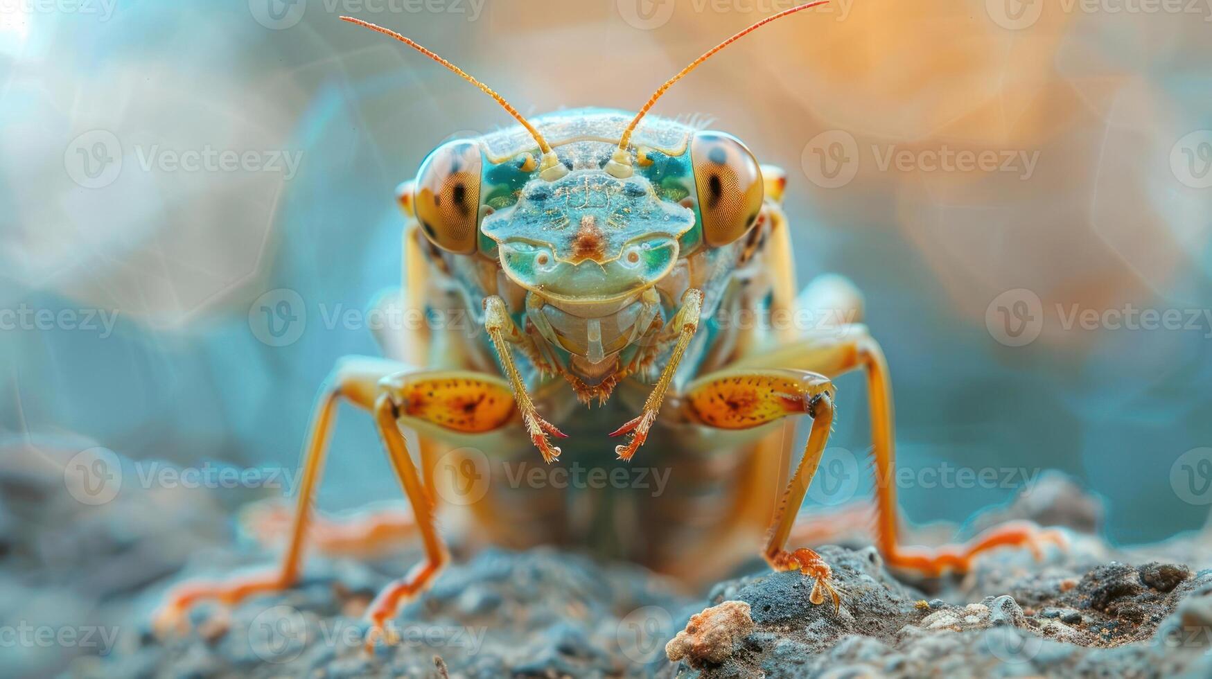 a close up of a bug on a rock photo