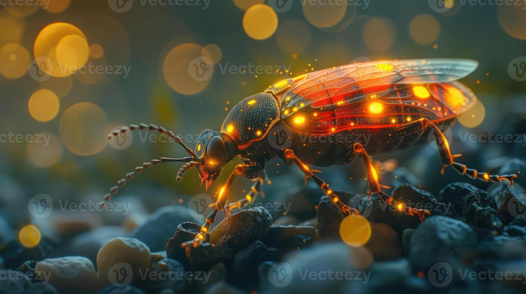 a close up of a bug on some rocks photo