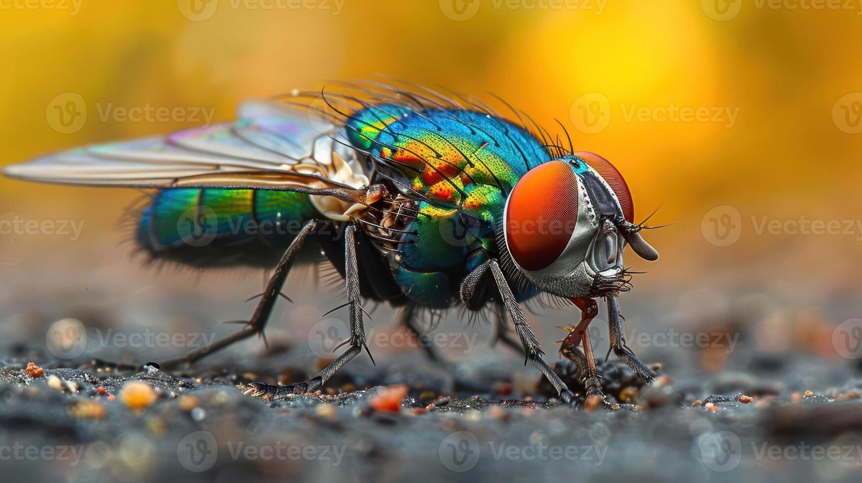 a close up of a fly on the ground photo
