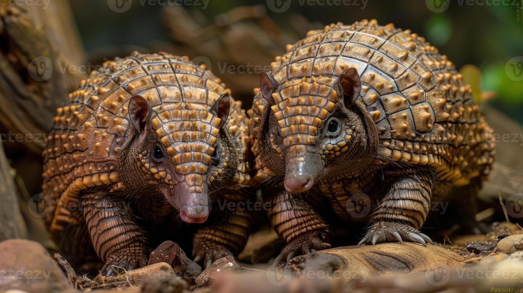 a couple of small brown animals standing next to each other photo