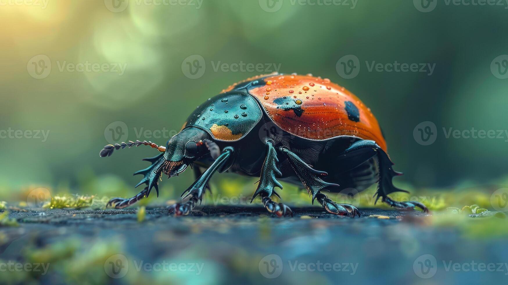 a close up of a bug on the ground photo