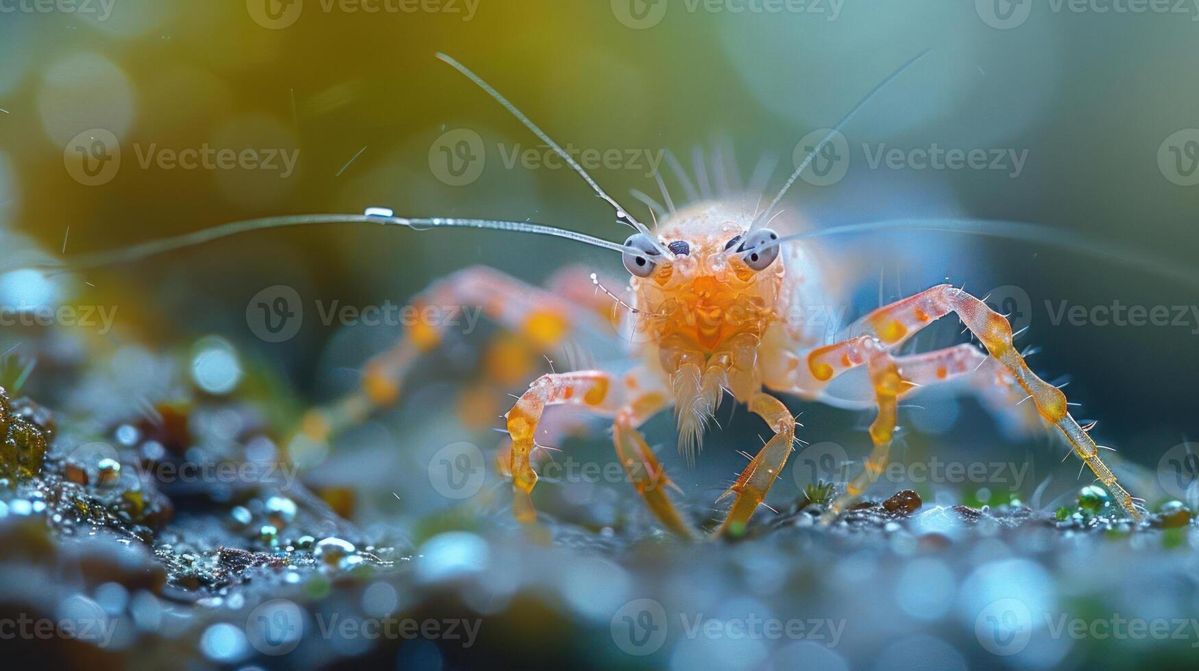 a close up of a small orange insect photo