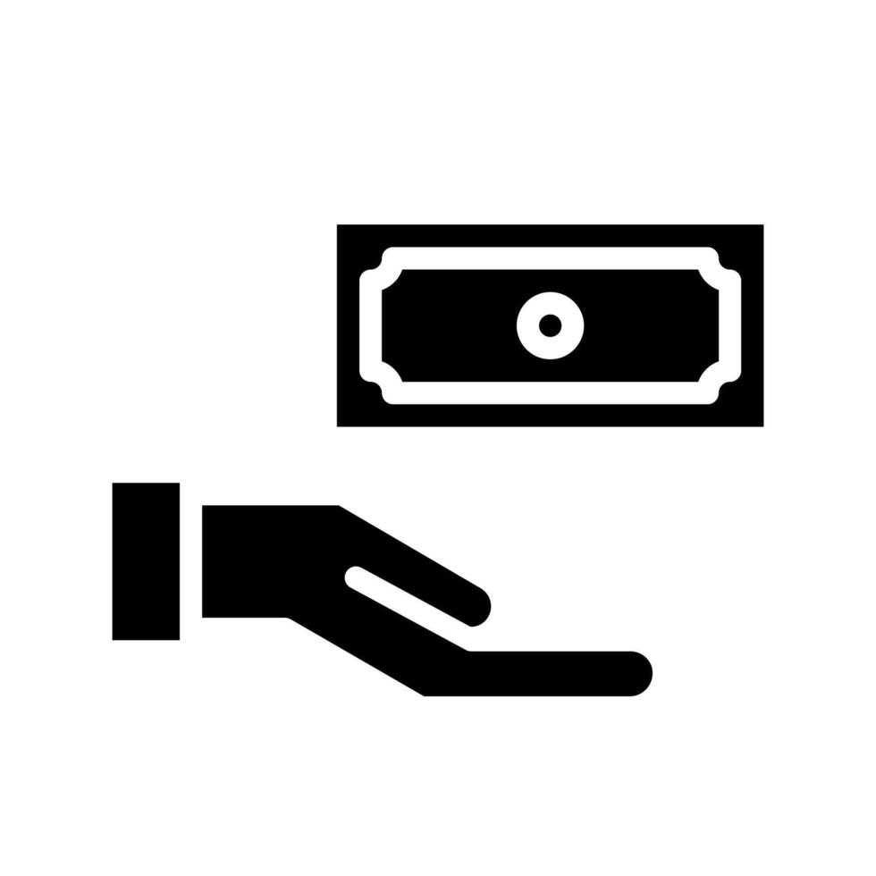 Hand giving money to another person icon illustration vector