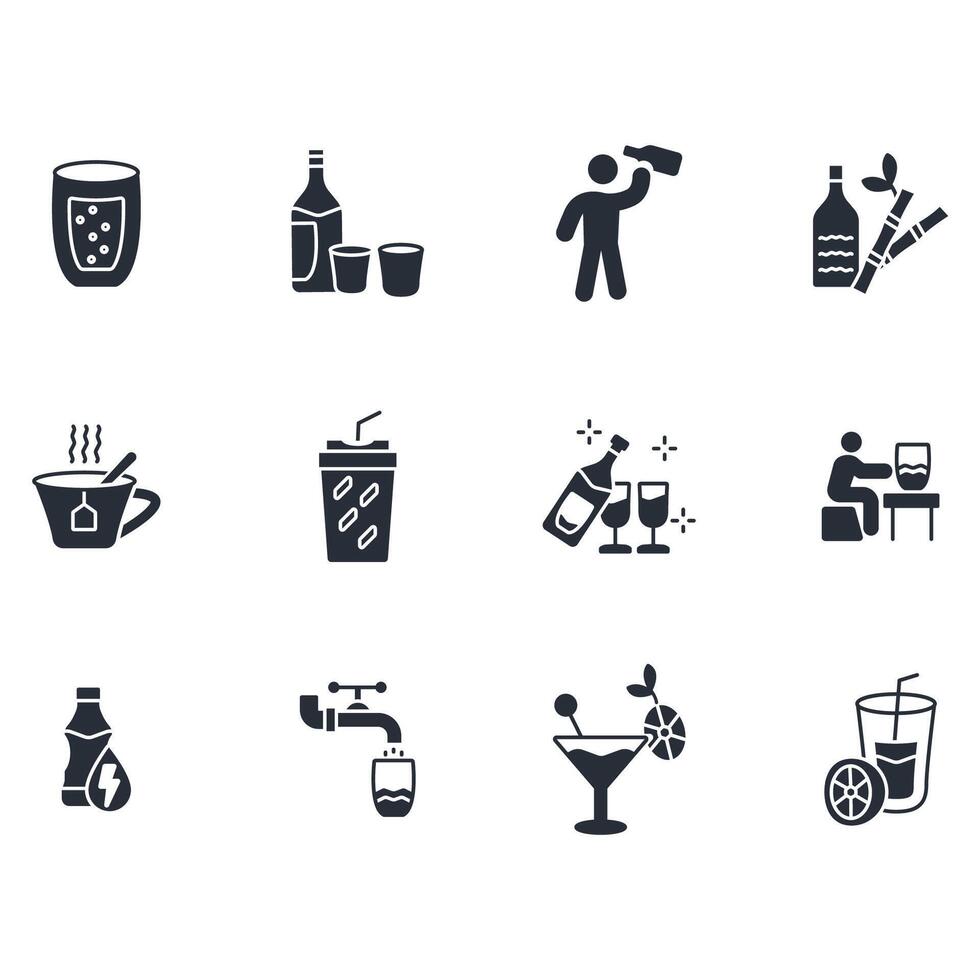 Drinks icon set..Editable stroke.linear style sign for use web design,logo.Symbol illustration. vector