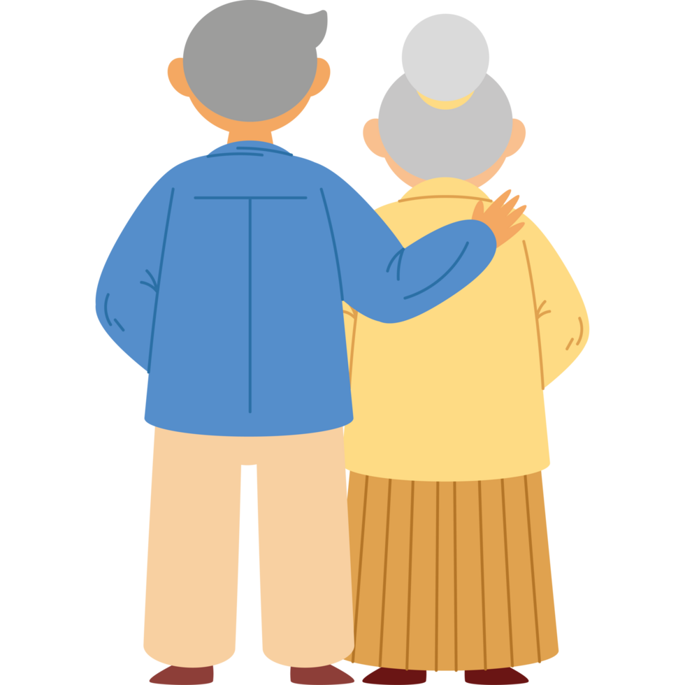old man and woman hugging together png