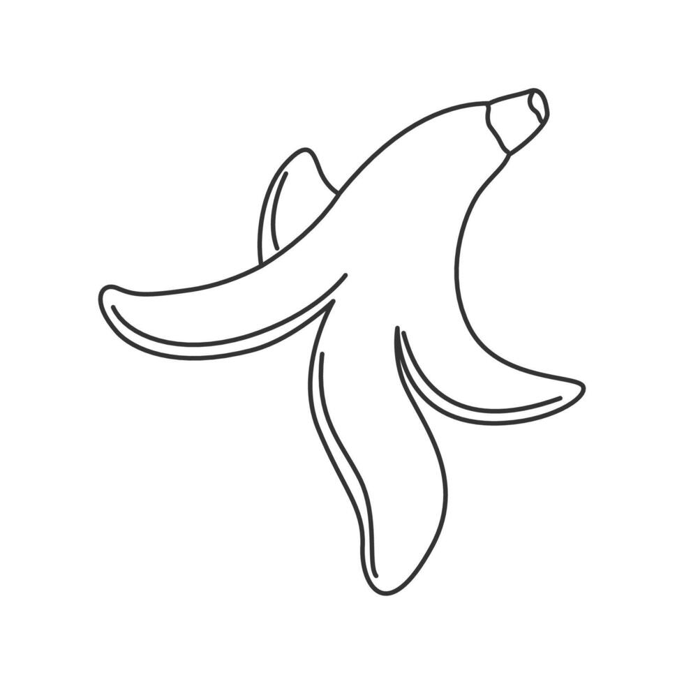 Hand drawn banana peel icon in doodle style. Outlined banaan peel vector