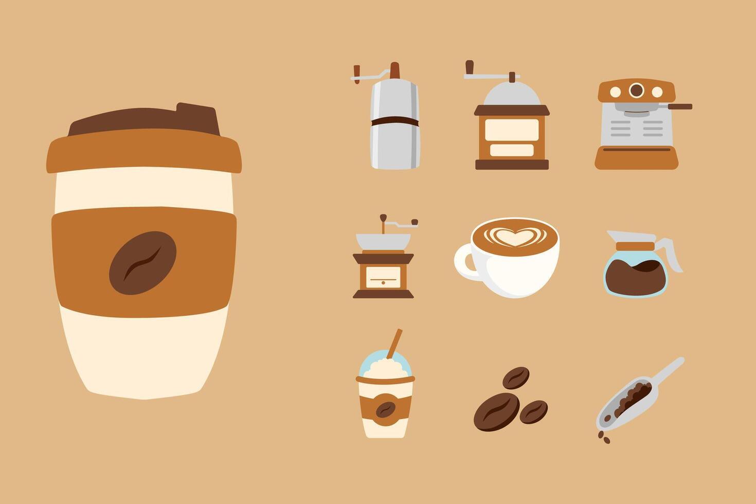 set of coffee maker icon flat illustration vector