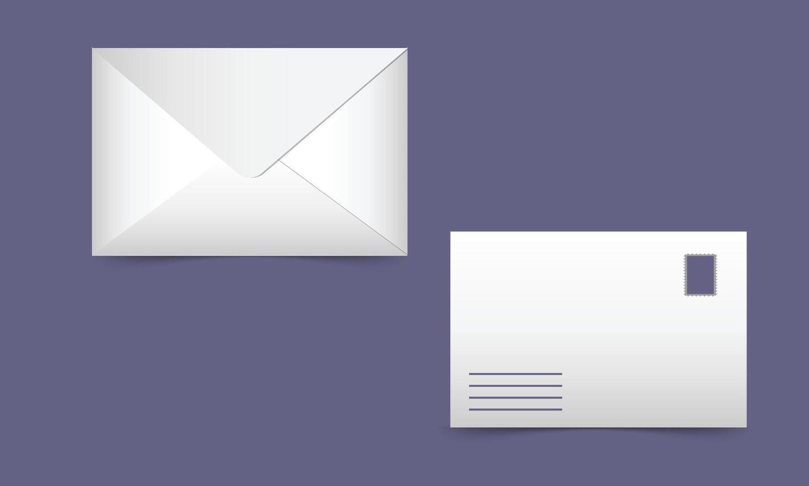 Set of realistic White envelopes in different positions. Folded and unfolded envelope backpack isolated vector
