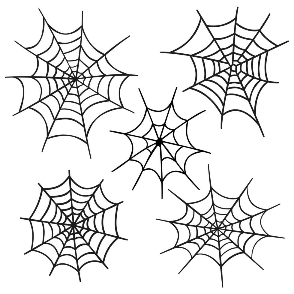 Set of spiderwebs. Halloween decorations vector