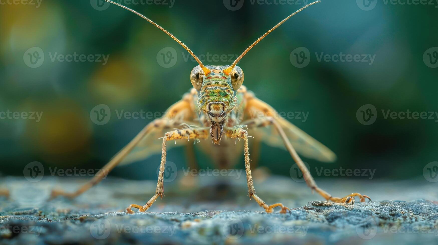 a close up of a bug on a rock photo