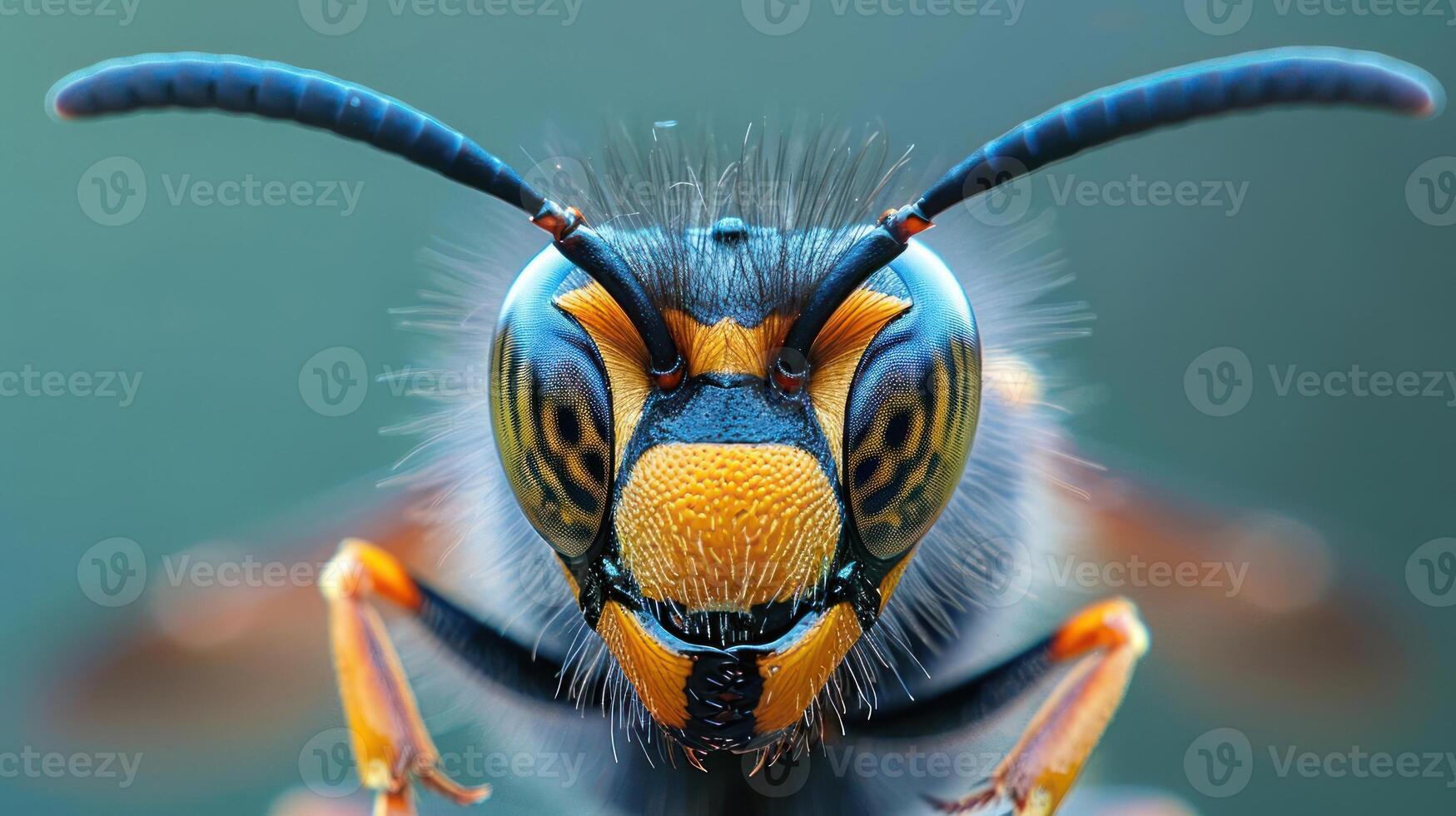 a close up of a bug's head with long horns photo
