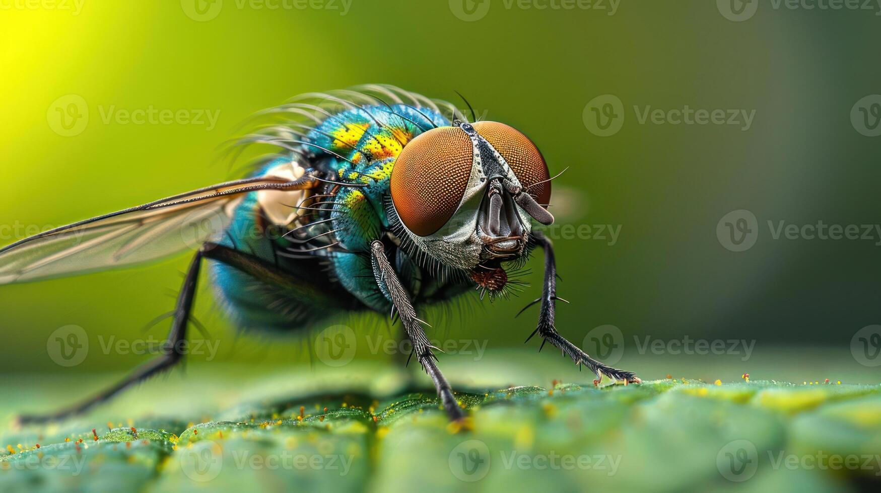 a close up of a fly on a leaf photo