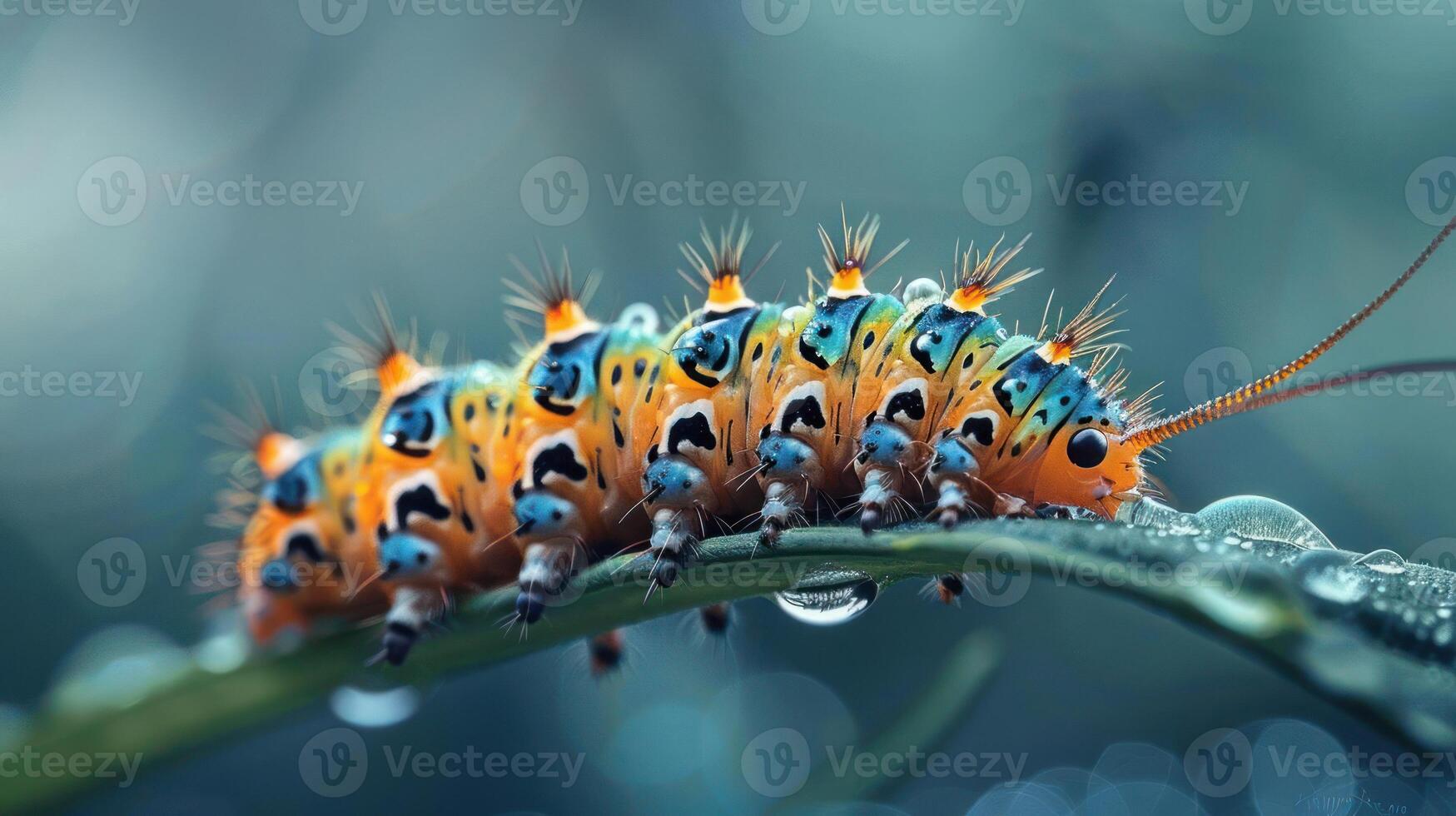 a close up of a caterpillar on a leaf photo