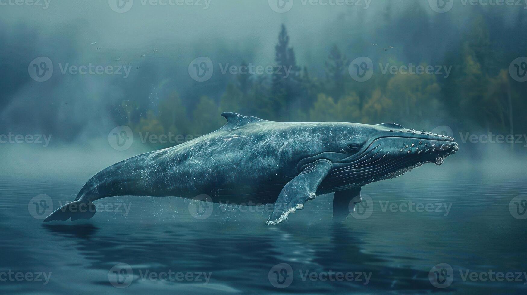 a humpback whale is swimming in the water photo