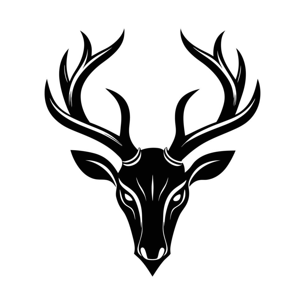 Deer head silhouette on white background vector