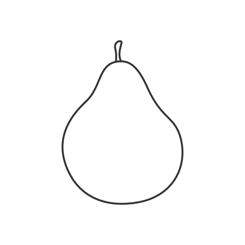 Pear icon in outline style, showing whole pear. Minimalistic fruit contour design vector