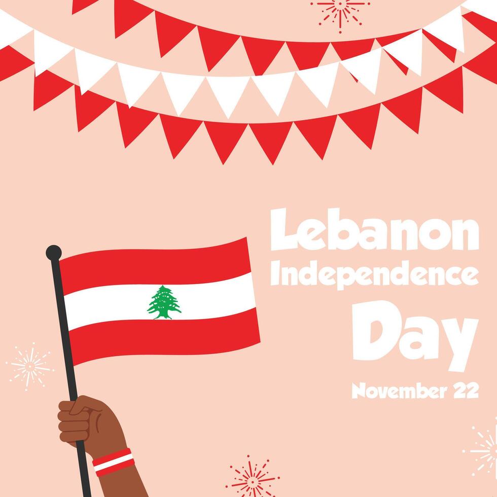 Waving the Lebanese Flag on Independence Day vector