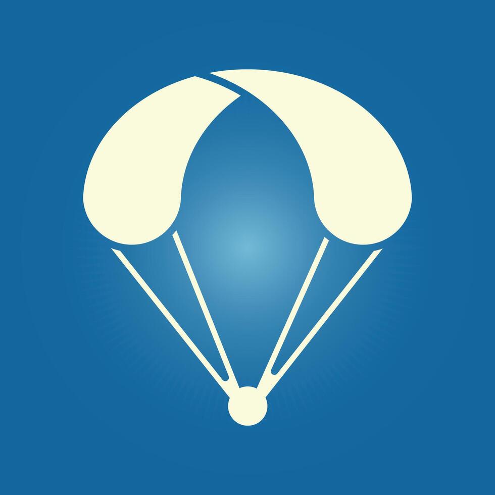 Parachute icon on blue background vector