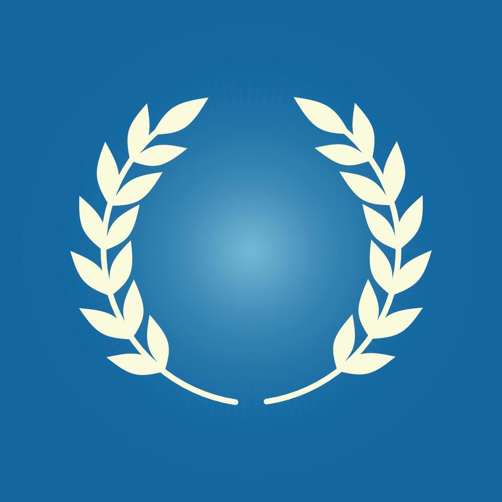 A laurel wreath icon on a blue background vector