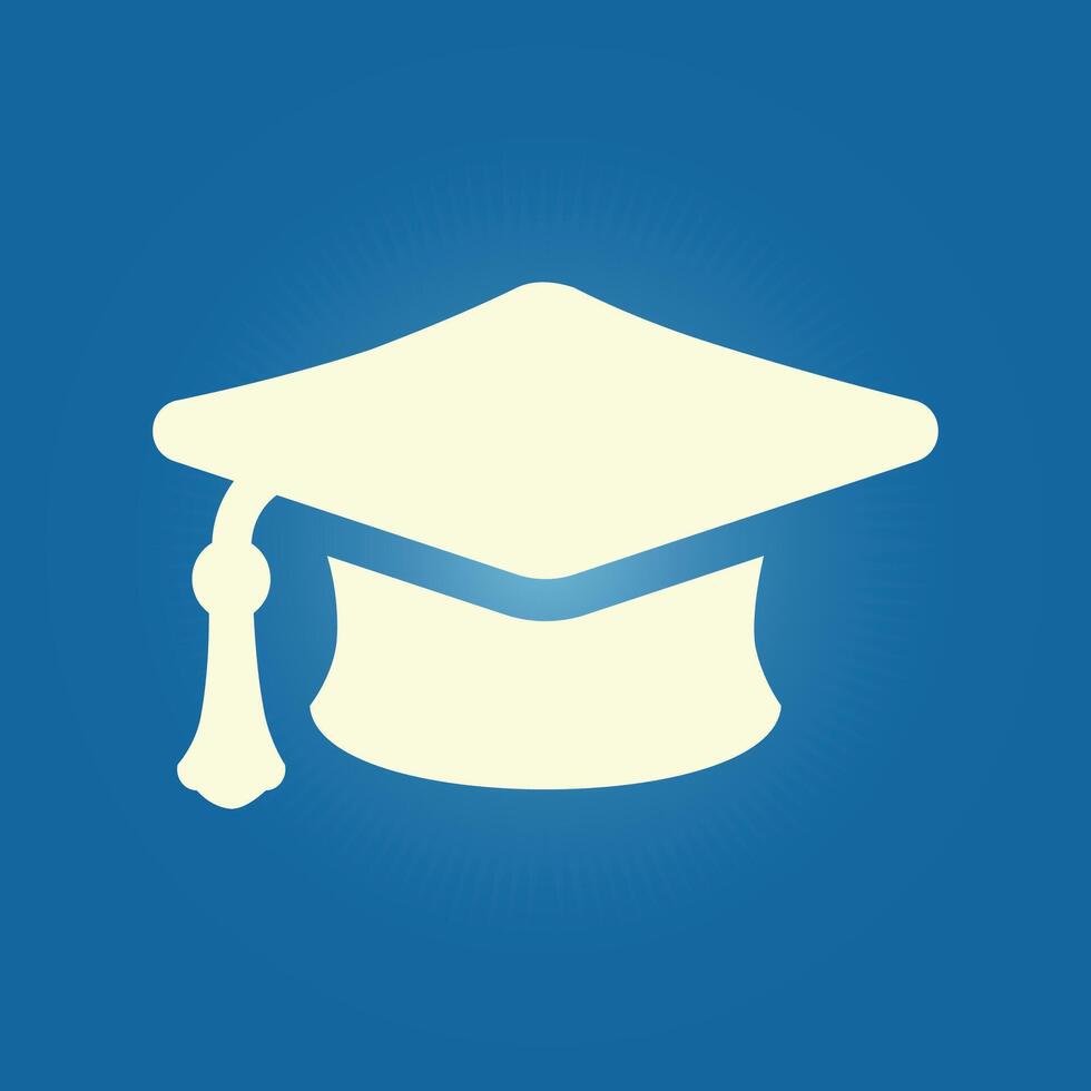 A white graduation cap on a blue background vector