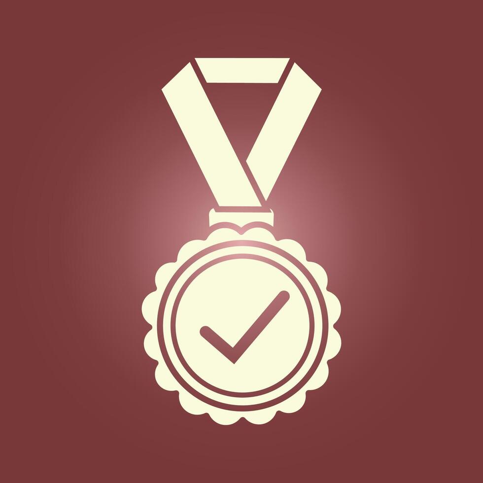 A medal with a tick mark on it vector