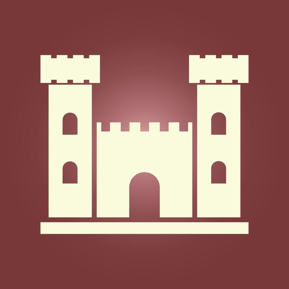 A castle icon on a red background vector