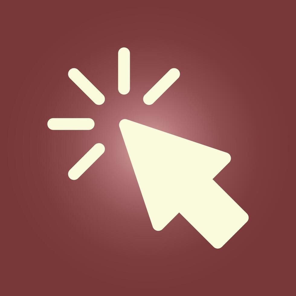 A white arrow pointing to a button on a red background vector