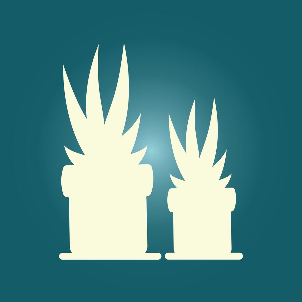 Two potted plants on a blue background vector