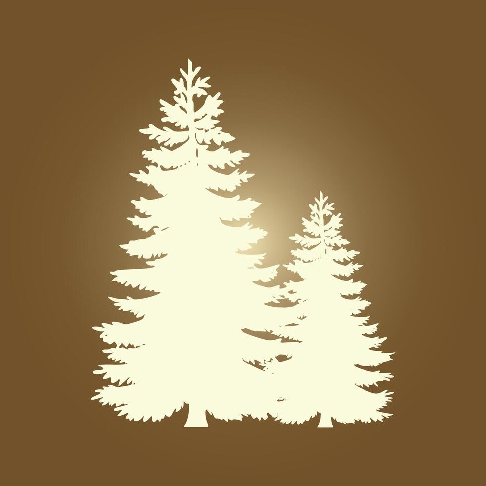 Two fir trees on a brown background vector