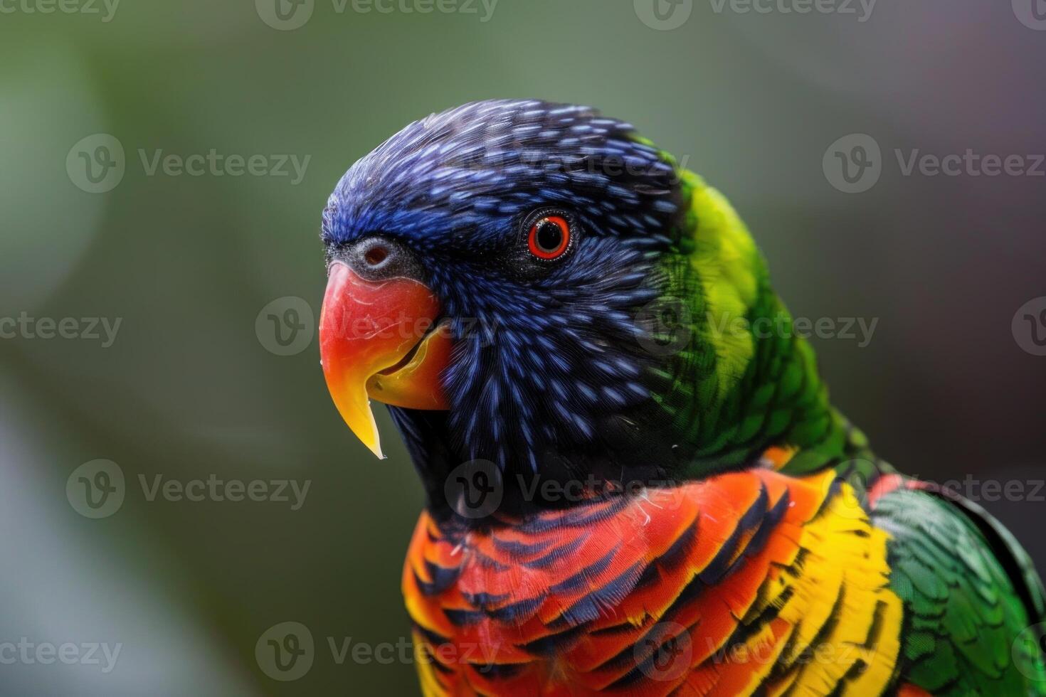 Colorful rainbow lorikeet posing for portrait in natural habitat photo