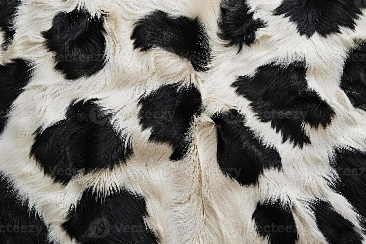 Black and white cow skin fur background texture showing soft hair photo