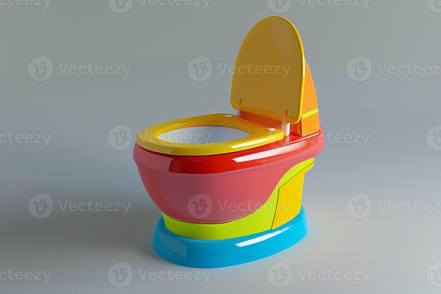 Colorful potty training toilet for children on gray background photo