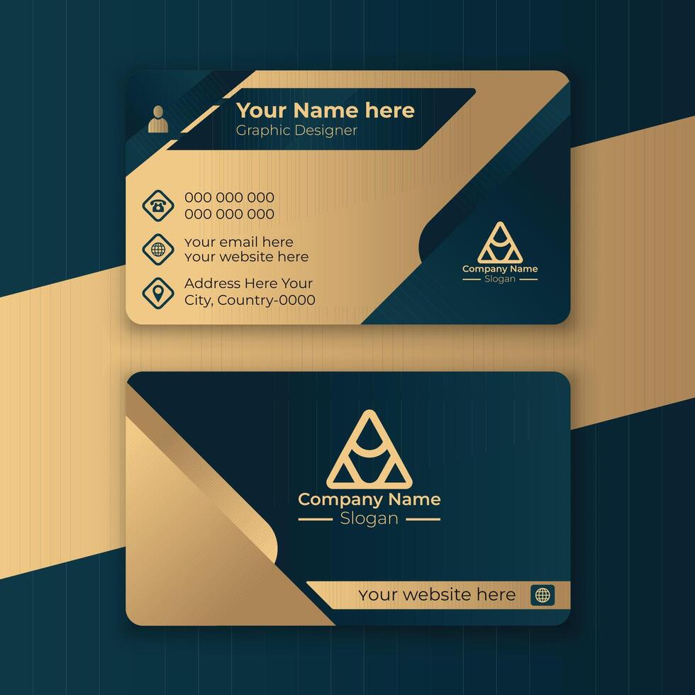 Modern Luxury Dark Golden Business Card Template with Customizable Layout and Elements. vector