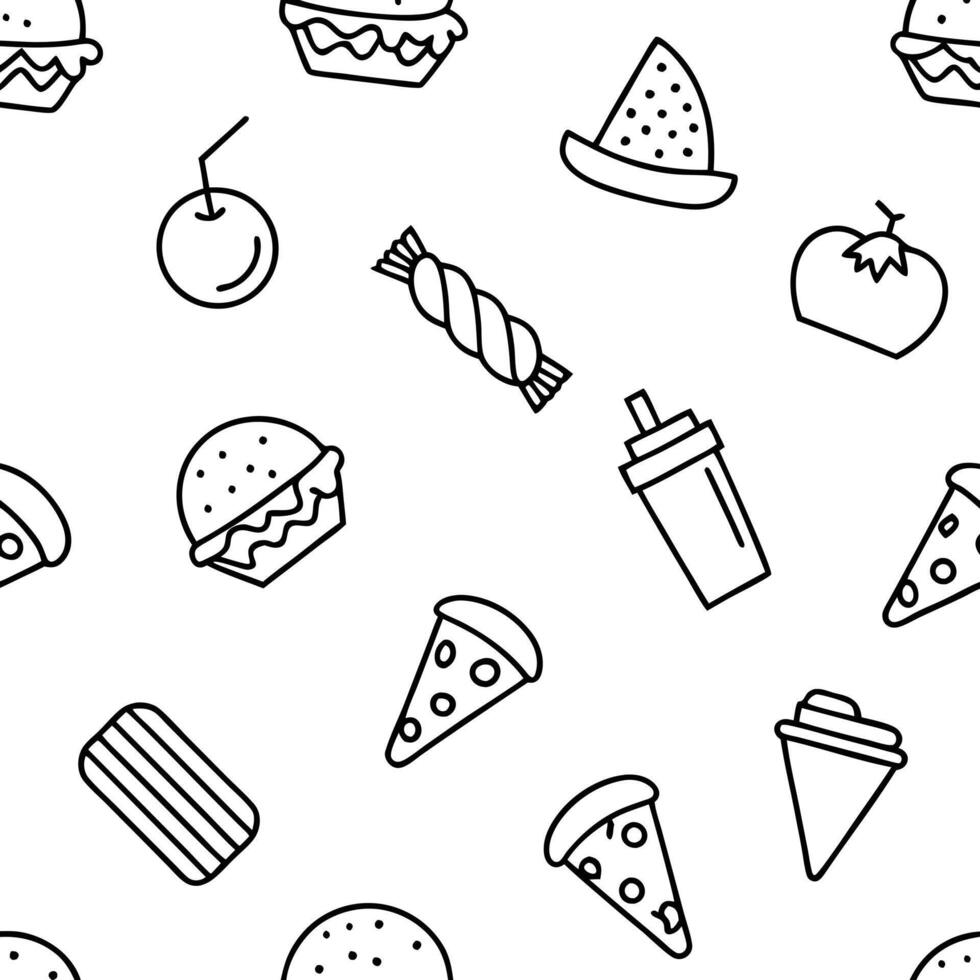 A seamless pattern with food items vector