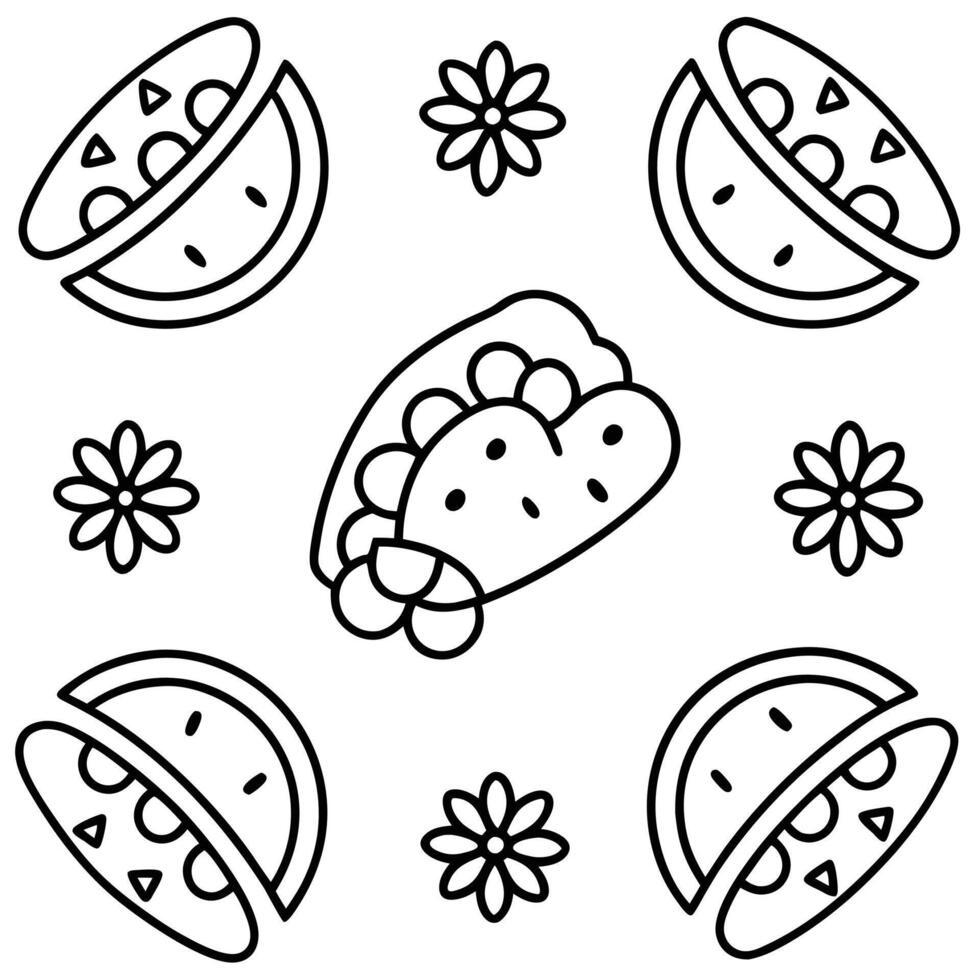 Mexican food coloring pages for kids vector