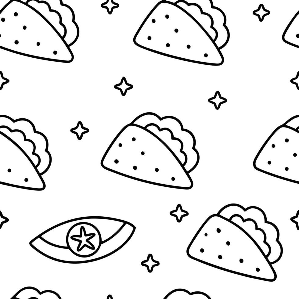 Taco seamless pattern with stars and stars vector