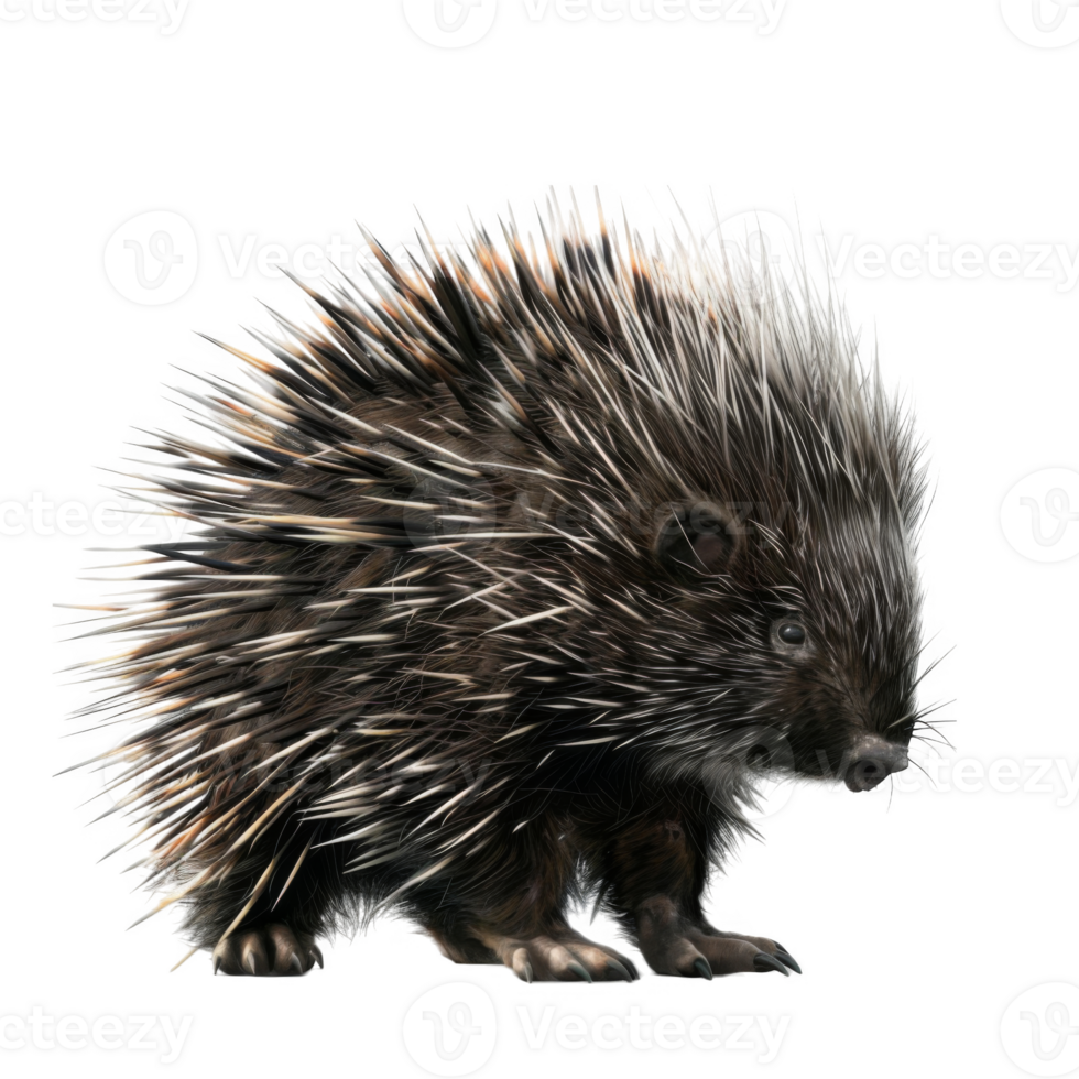 A Close-up of a Spiky Porcupine with its Quills Raised png