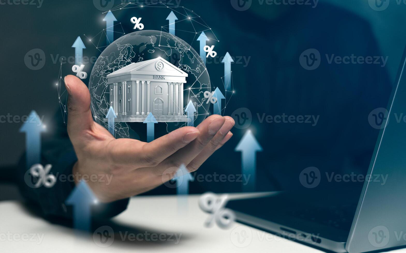 Banking growth and financial trends with rising rates photo