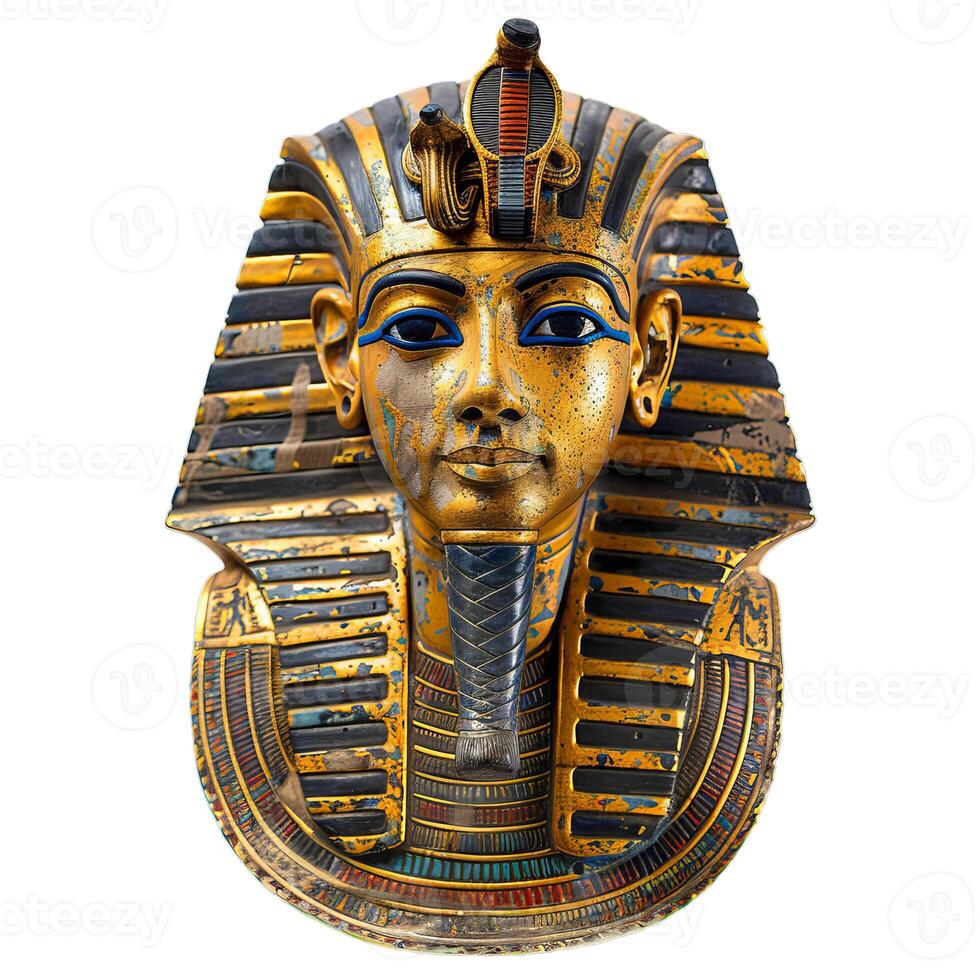 Golden mask of tutankhamun on white background photo