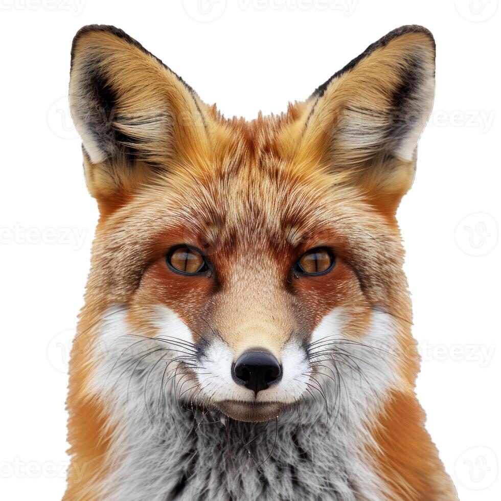 Studio portrait of a red fox looking straight ahead photo