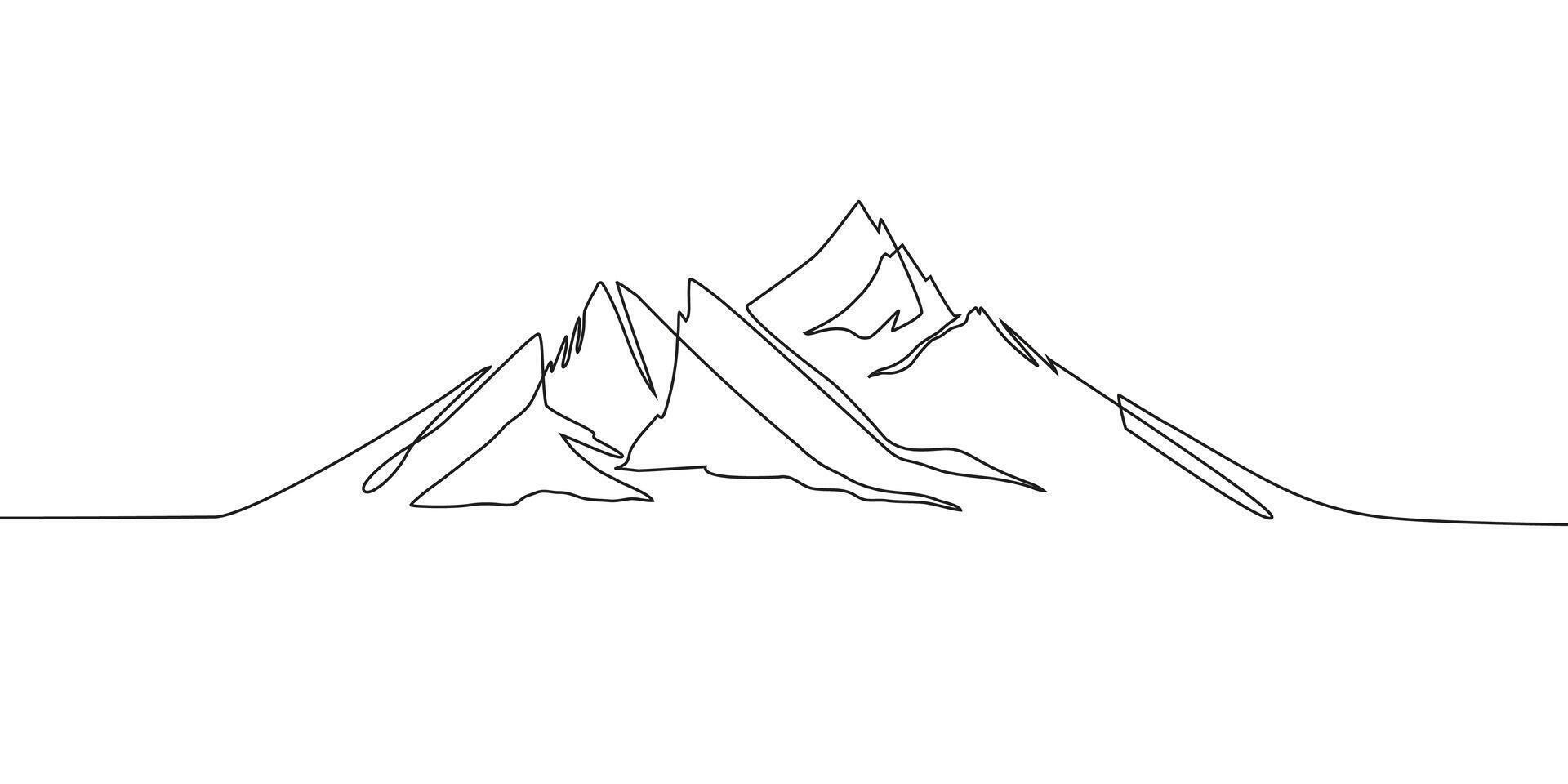 One line mountain drawing. Simple design with modern touch. Line art background vector