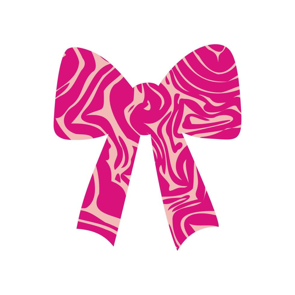 A marble textured retro bow or ribbon in a flat style vector