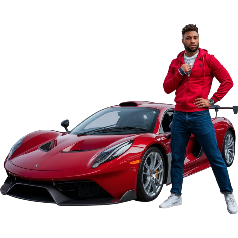 Man with Red Sports Car png