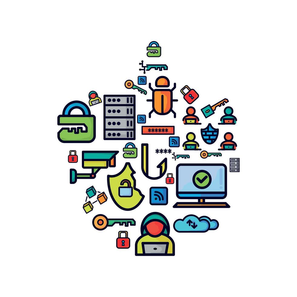 Cyber Security shield With Component vector