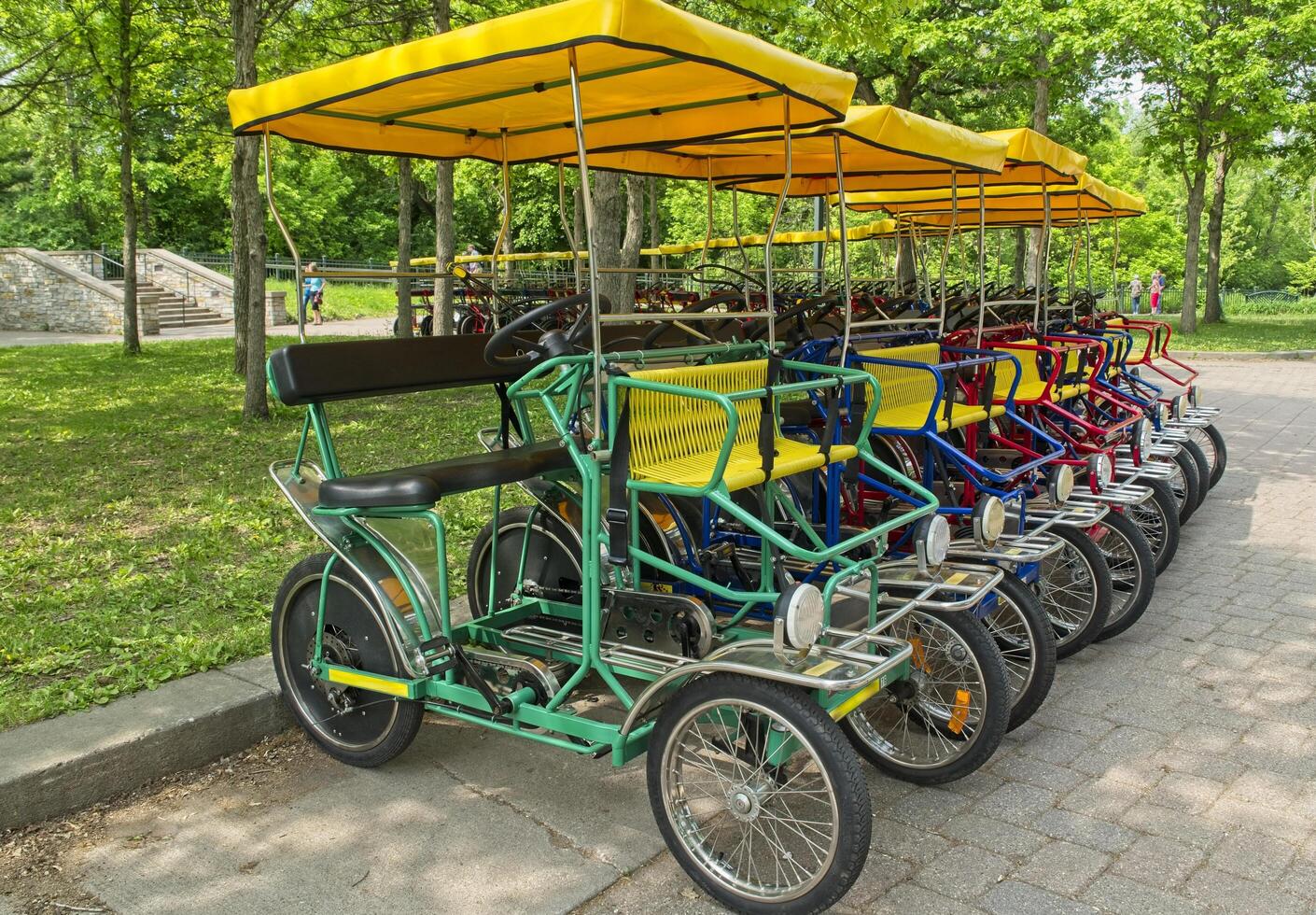 Rental four wheel bikes in the park photo