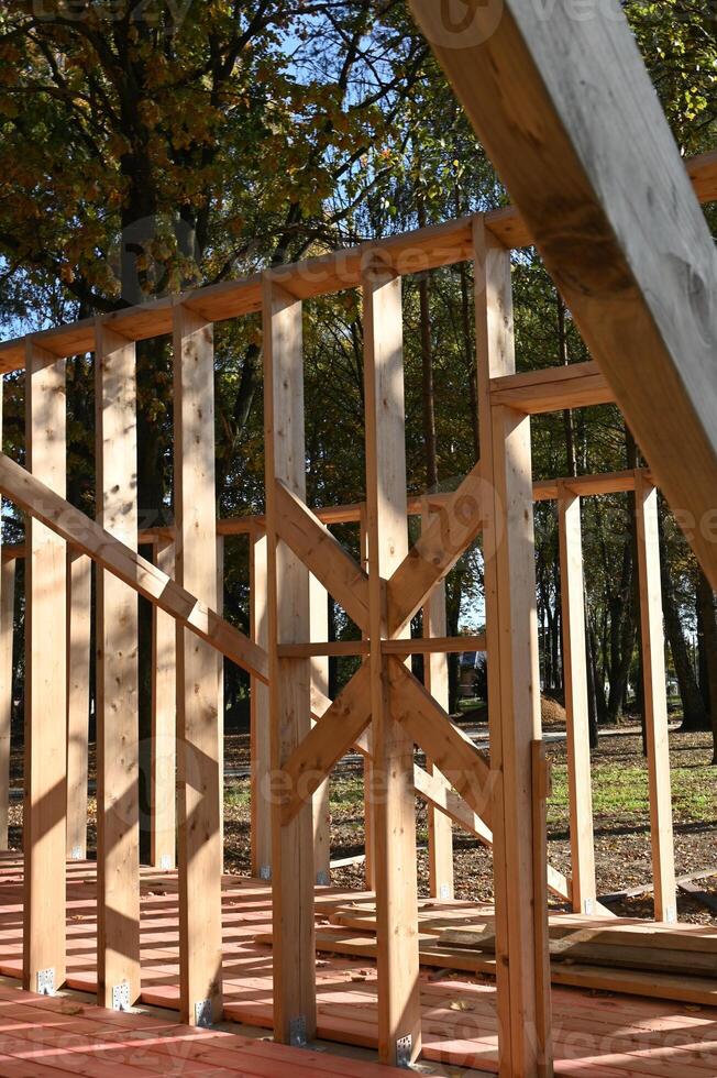 a wooden frame is being built photo