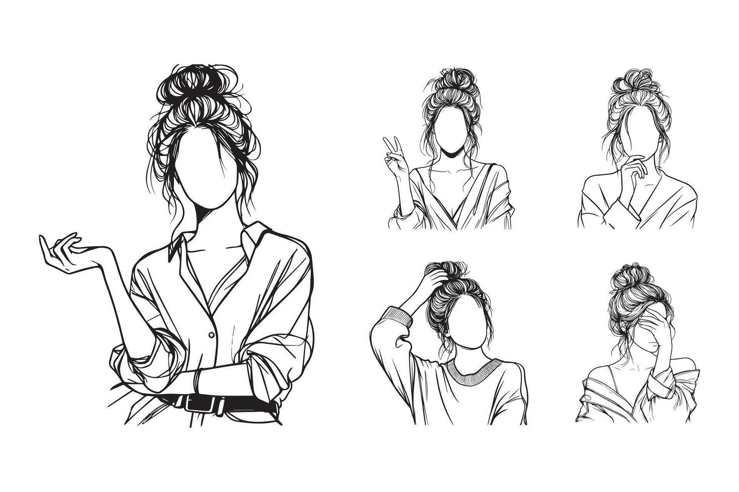 A hand-drawn clipart featuring a model in a stylish pose vector