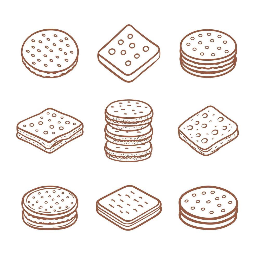A set of different types of biscuits vector