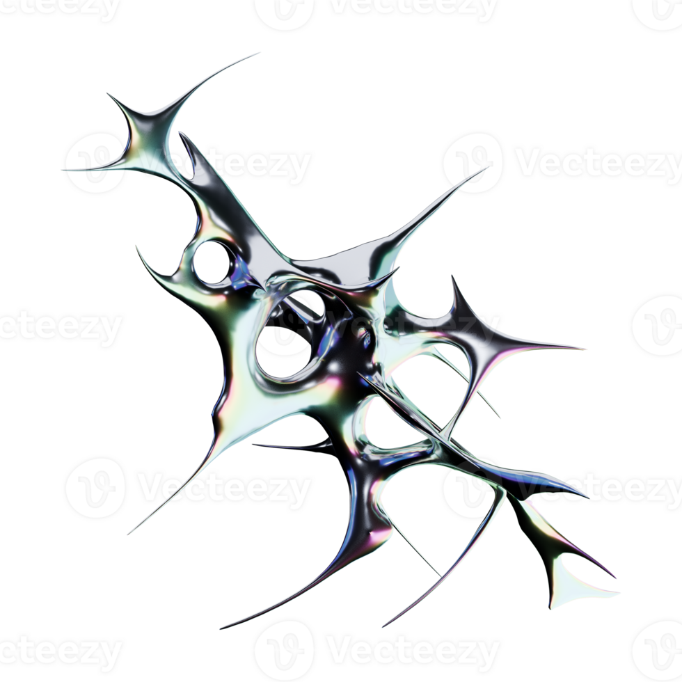 Metallic chrome type in futuristic 3D render with iridescent png
